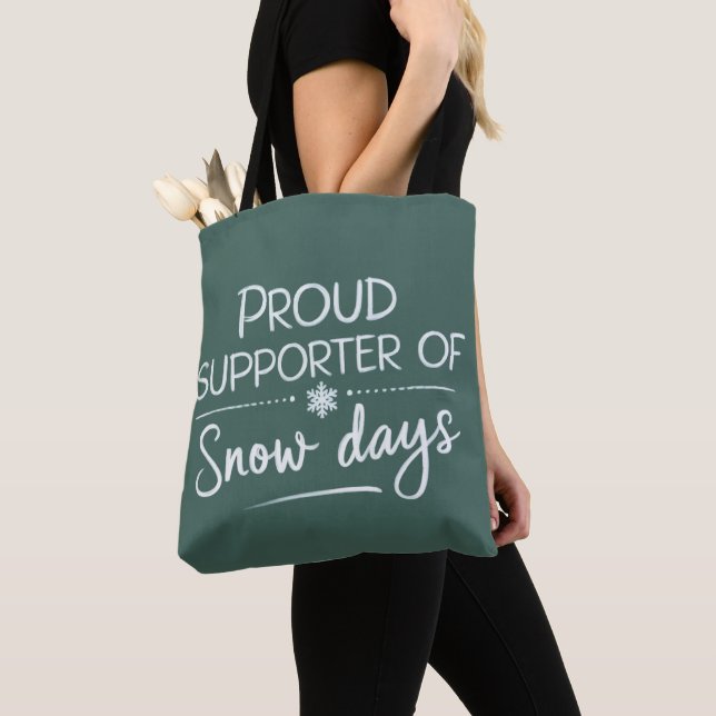 Jul för lärare Stolt supporter av snödagar  Tygkasse (Närbild)
