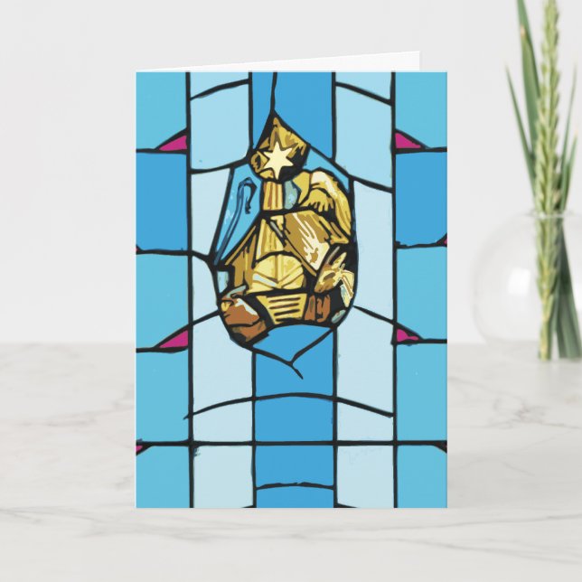 Jul för målat glass för NativityblåttZoom Helgkort (Framsida)