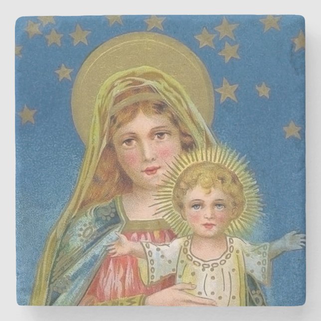 Jul för Mary och babyJesus vintage Stenunderlägg (Framsidan)