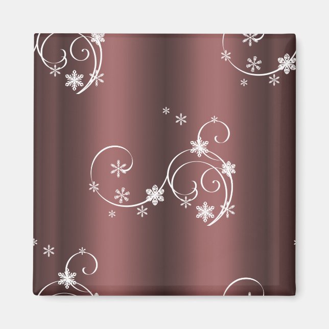 Jul för Metallic Brown White Swirls Magnet (Framsidan)