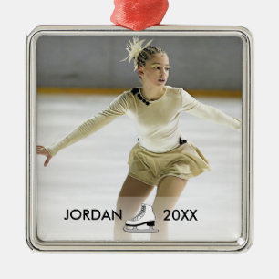 Jul för namn för personligkonståkningskater julgransprydnad metall