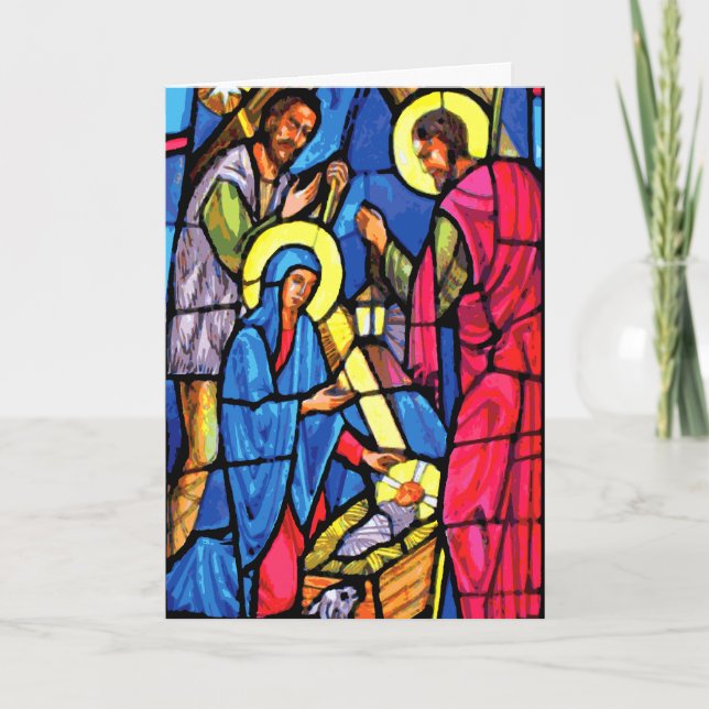 Jul för NativityZoommålat glass Helgkort (Framsida)