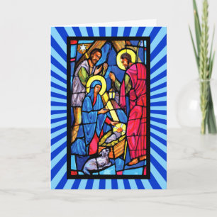 Jul för NativityZoommålat glass Helgkort