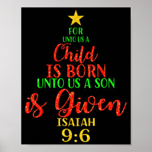 Jul För oss är ett barn fött Xmas Christi Poster