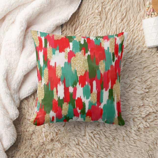 Jul för penseldrag för Bright Abstrakt Kudde (Filt)