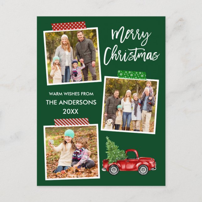 Jul för penselskript, Craft Tape Red Lastbil Vykort (Framsida)