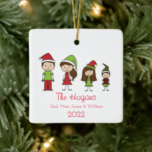 Jul för Personligen Cute Family Namn och Årsdag Julgransprydnad Keramik