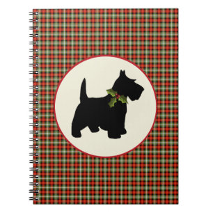 Jul för pläd för Scottiehund Scotch Anteckningsbok