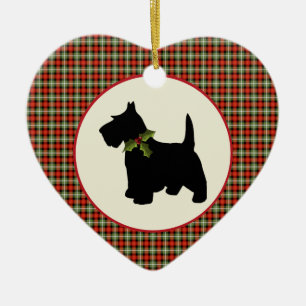 Jul för pläd för Scottiehund Scotch Julgransprydnad Keramik