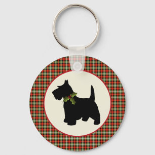 Jul för pläd för Scottiehund Scotch Nyckelring