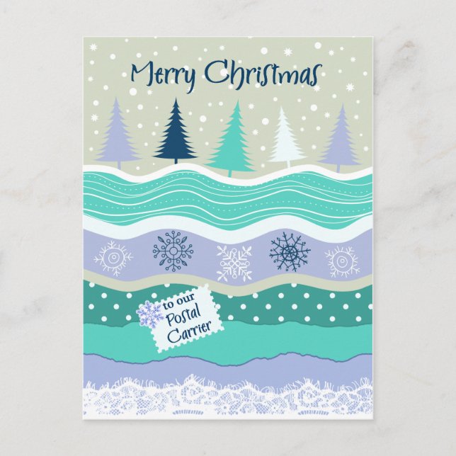 Jul för post- bäraresnöflingor Scrapbookg Helg Vykort (Framsida)