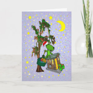 Jul för Santa alligatorCajun flodarm Helgkort