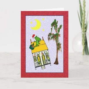 Jul för Santa alligatorCajun hus Helgkort