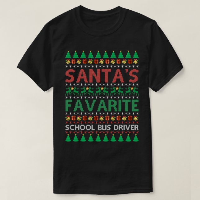 Jul för Santax27s Favorite School Buss-drivrutin T Shirt (Design framsida)