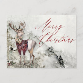 Jul för scenen Rustic Hjort Winter Snö Vykort