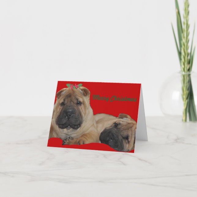 Jul för Shar Pei järnekvalp Helgkort (Framsida)