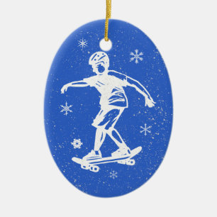 Jul för skaterpojkeSnowflake Julgransprydnad Keramik