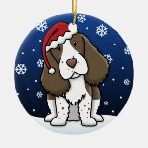 Jul för Spaniel för engelsk Springer för Kawaii Julgransprydnad Keramik
