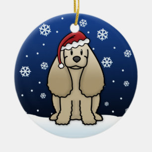 Jul för Spaniel för Kawaii tecknadcockerspaniel Julgransprydnad Keramik