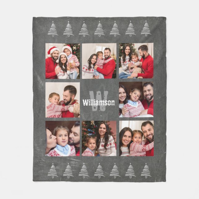 Jul för svart tavla för Monogram för fotoCollage Fleecefilt (Framsidan)
