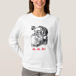 Jul för svart vit för vintagejultomten röd tee shirt
