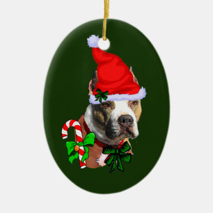 Jul för Terrier för amerikangroptjur Julgransprydnad Keramik