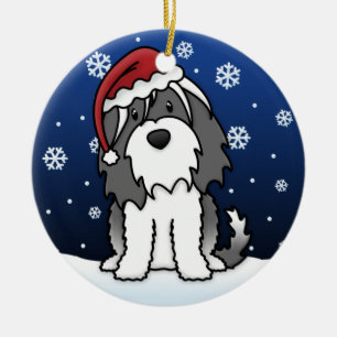 Jul för Terrier för Kawaii tecknad tibetan Julgransprydnad Keramik
