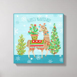 Jul för ullNavidad älskvärd Llamas Canvastryck