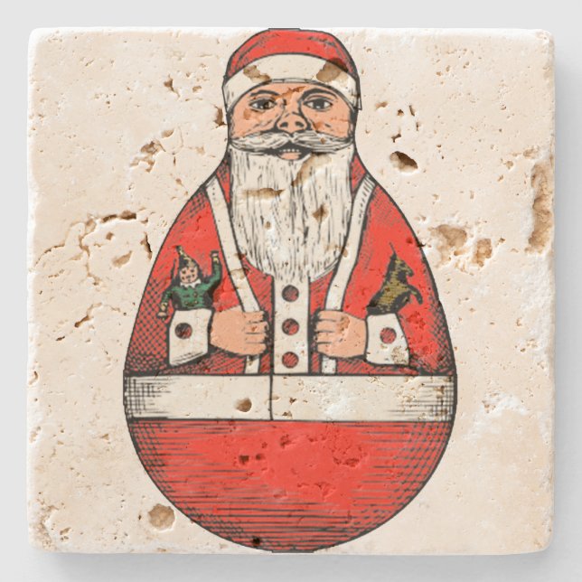 Jul för vintageRoly Poly jultomten Underlägg Sten (Framsidan)
