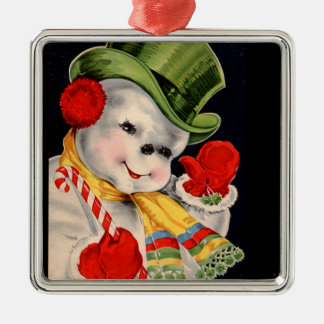 Jul för vintageSanta snögubbe Julgransprydnad Metall