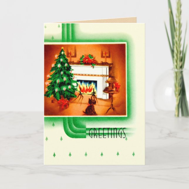 Jul för vintageScottiehund Helgkort (Framsida)
