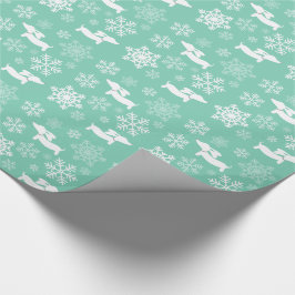 Jul för WienerhundSnowflake som slår in papper Presentpapper