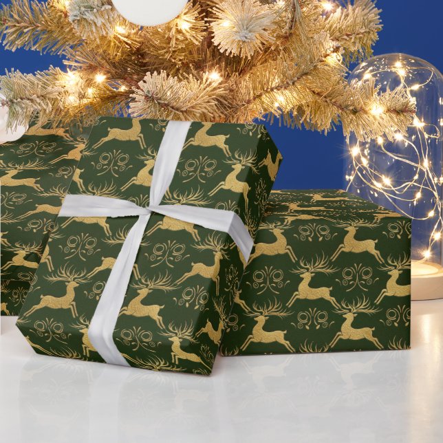 Jul Förgylld Läder Ren Grön Presentpapper (Helgdagar)