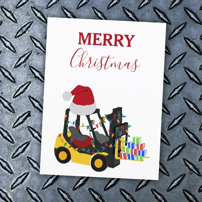 Jul Forklift Lastbil Helg Vykort (Christmas Forklift Truck Holiday Postcard)