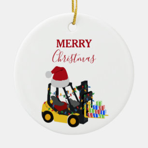 Jul Forklift Lastbil Julgransprydnad Keramik