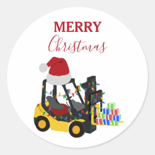 Jul Forklift Lastbil Runt Klistermärke
