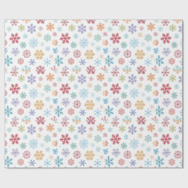 Jul Förpackning med Olika Färgade Snöflingor Presentpapper