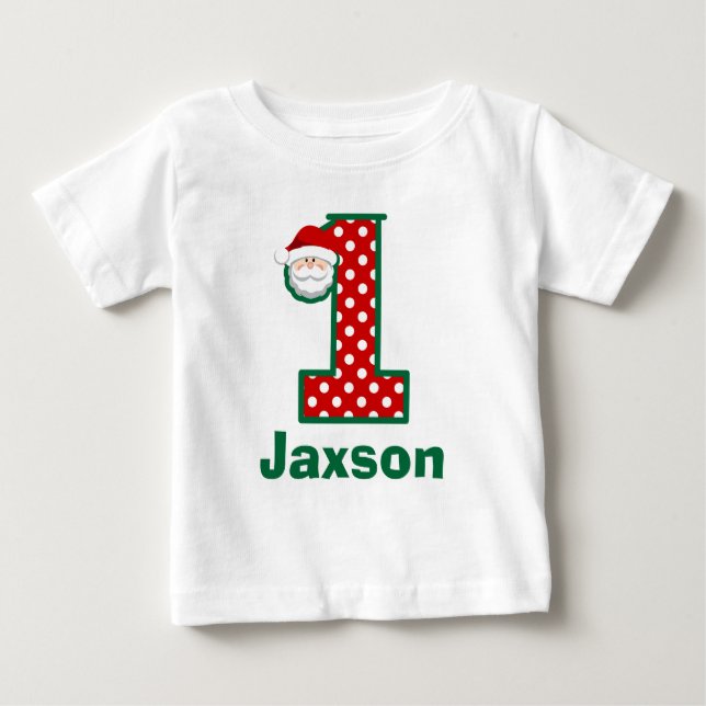 Jul - första födelsedag Santa Shirt Tee Shirt (Framsida)