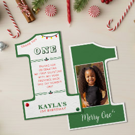 Jul Första Födelsedagsfest Glad Ett Foto Tack Kort