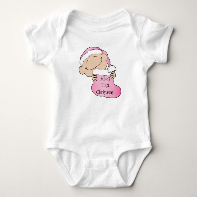 Jul "Första julen" Pyjamasbabykläder T Shirt (Framsida)