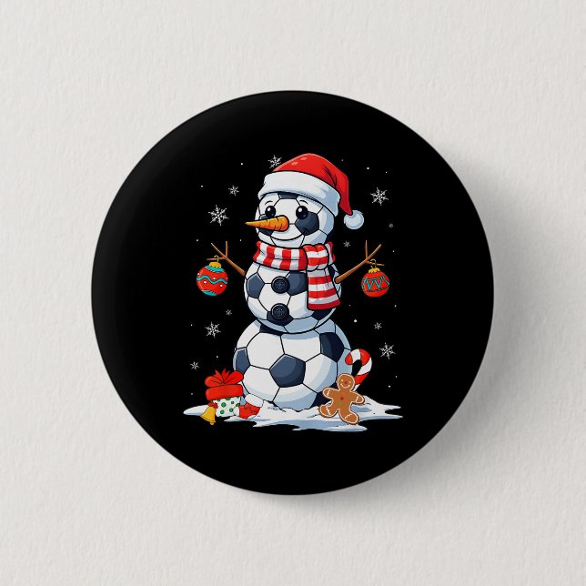 Jul Fotboll Bylls Rolig Snöman Män Pojkar Barn Knapp (Framsida)