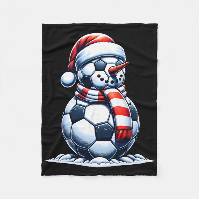 Jul Fotboll Fan Rolig Snömannen Santa  Fleecefilt (Framsidan)