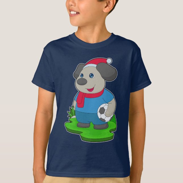 Jul fotboll för hundar t shirt (Framsida)