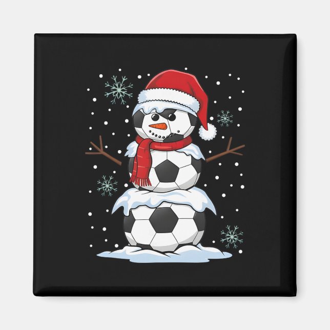 Jul Fotboll Ll Rolig Snöman Xmas Pyjamas Män Magnet (Framsidan)