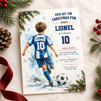 Jul Fotboll Pojke Födelsedagsinbjudan Inbjudningar