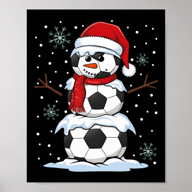 Jul Fotboll Rolig Snöman Jul Pyjamas Män Poster (Framsidan)