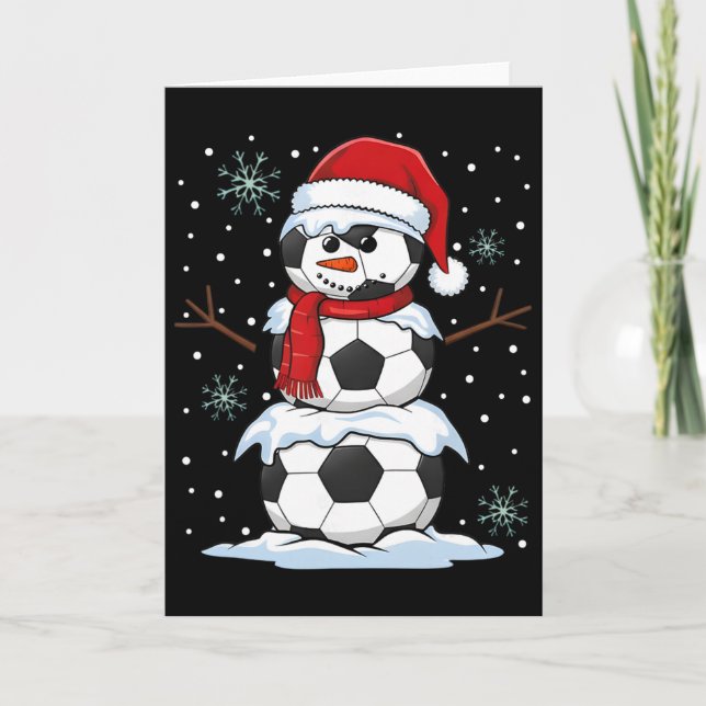 Jul Fotboll Rolig Snöman Julpyjamas M Kort (Framsida)