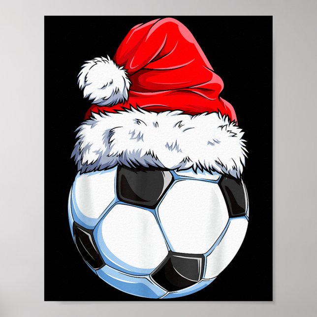 Jul Fotboll Santa Hatt Roligt Xmas Bo Poster (Framsidan)