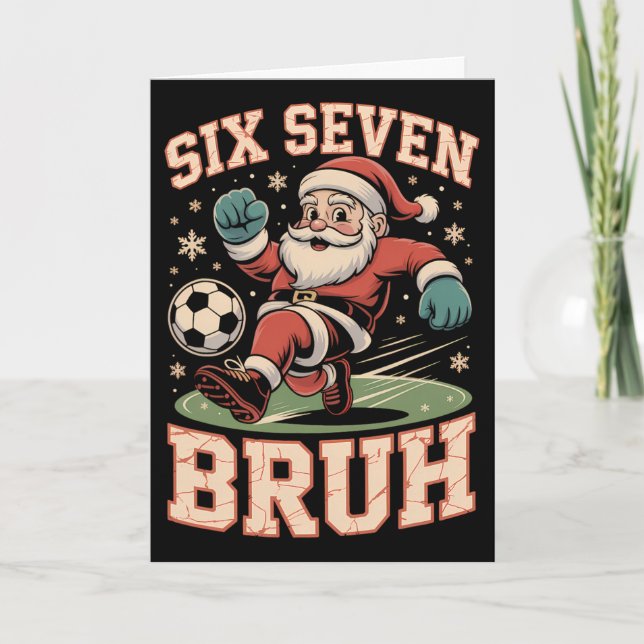 Jul Fotboll Tomte Roligt 67 Meme Bruh Xmas Pyjamas Kort (Framsida)