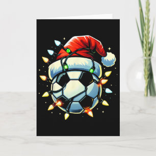 Jul Fotboll Xmas Tomte Fotbollsentusiast Män Pojka Kort